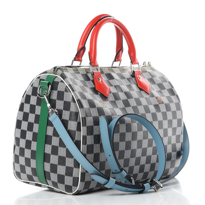 Louis Vuitton Damier Speedy Bandouliere 30 Black White 3 of 10