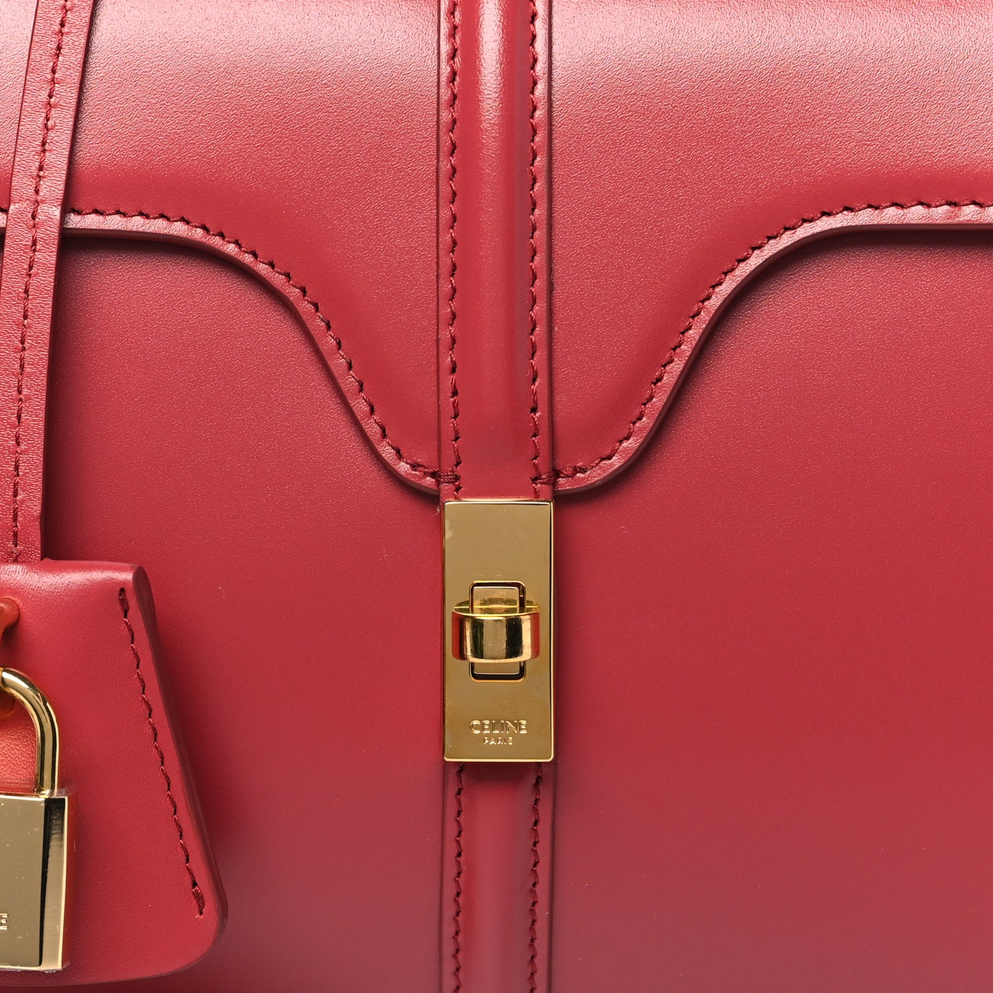 Satinated Calfskin Mini 16 Top Handle Bag Raspberry