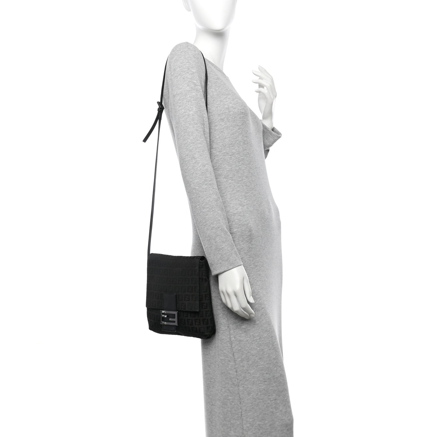 Fendi Zucchino Tube Messenger Bag Black 2 of 13