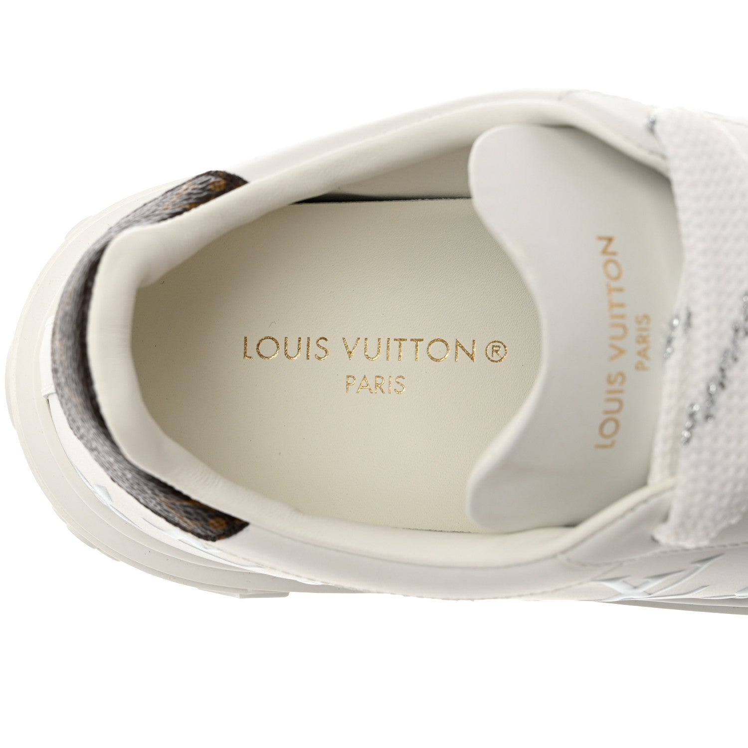 Louis Vuitton Calfskin Monogram Debossed Time Out Sneakers 36 White Silver 8 of 10