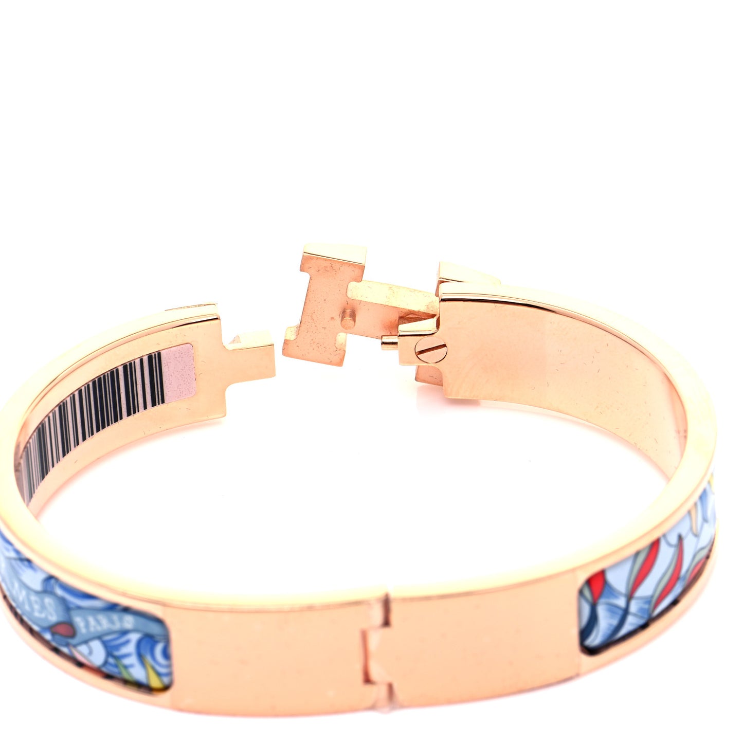 Enamel Narrow Print Cosmographia Universalis Clic Clac H Bracelet PM Album De Soie