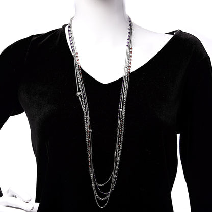 David Yurman Sterling Silver Amethyst Garnet Multi Strand Starburst Chain Bead Necklace 2 of 5