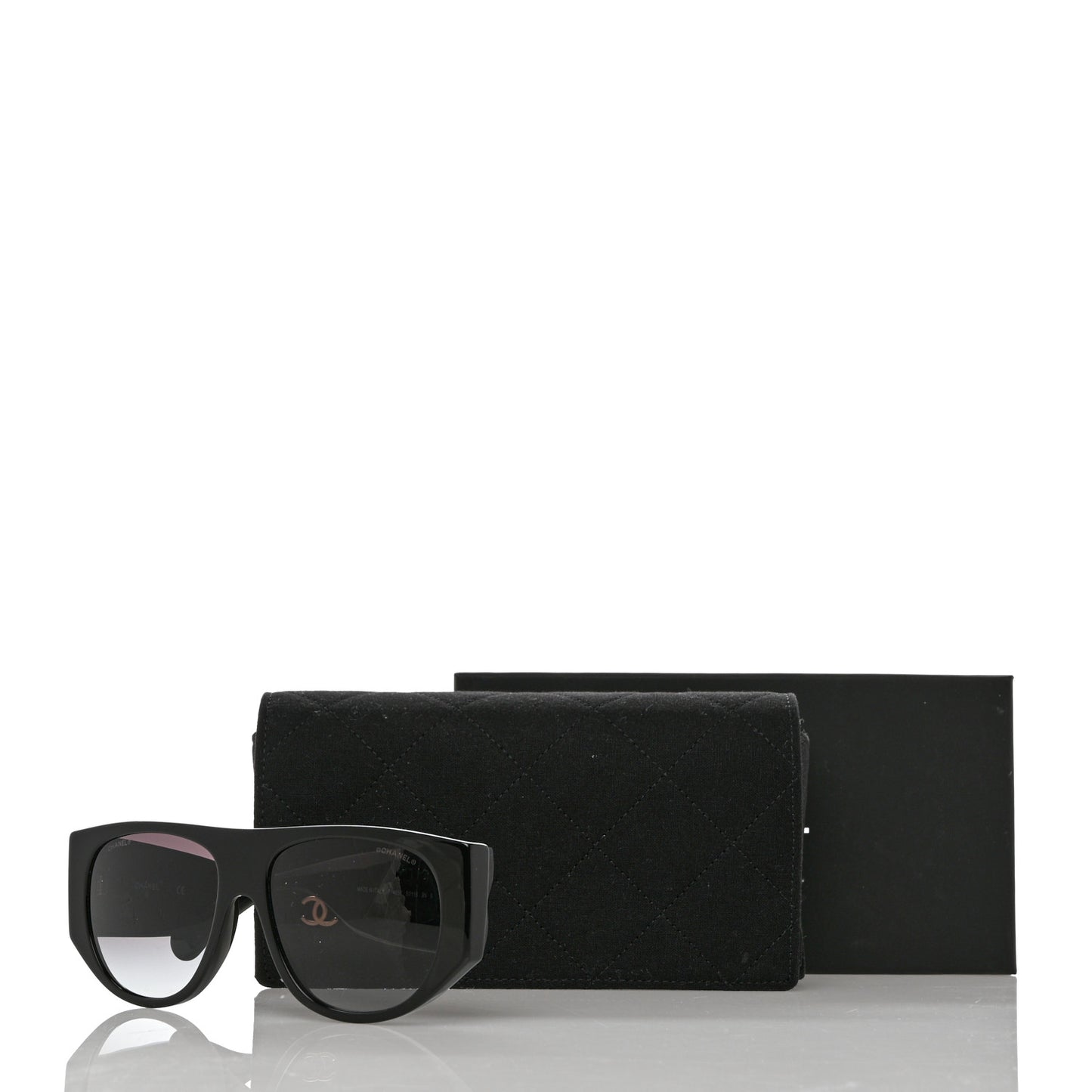 Acetate Quilted CC Pilot Sunglasses 71465 Black