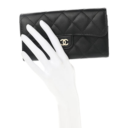 Chanel Caviar Quilted Small Gusset Flap Wallet Black 2 of 8