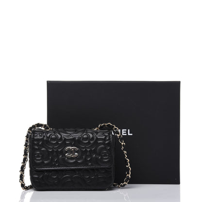 Chanel Lambskin Camellia Embossed Chain Belt Bag Black 13 of 13