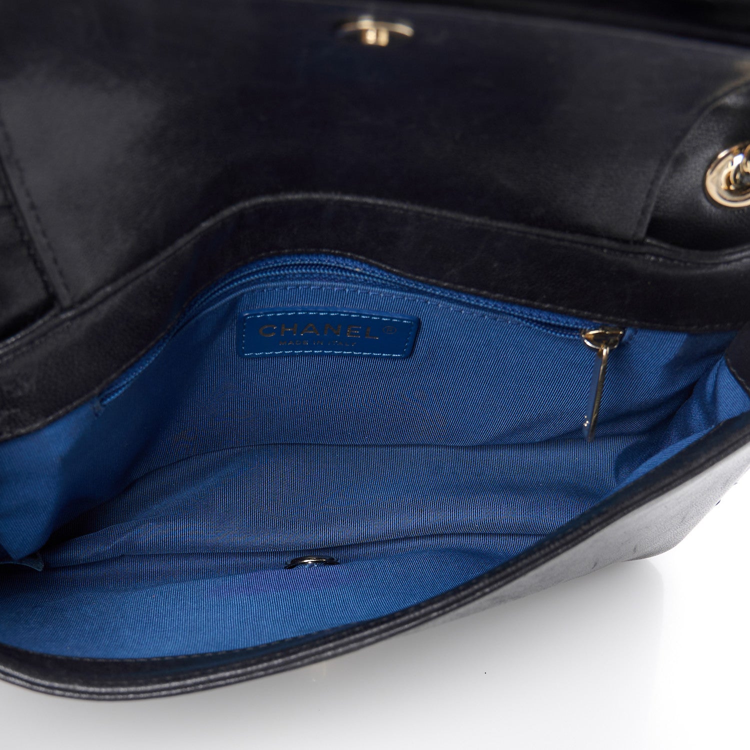 Chanel Sheepskin Quilted Small Mademoiselle Flap Black Blue 5 of 11