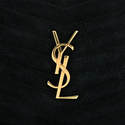 Saint Laurent Suede Matelasse Monogram Mini Lou Camera Bag Black 8 of 10