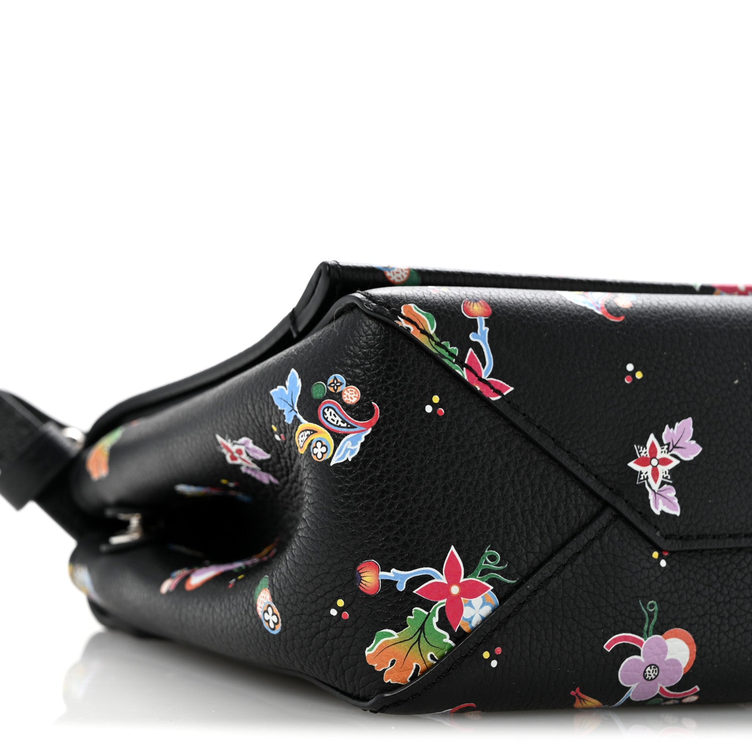 Louis Vuitton Soft Calfskin Lockme II Floral Chain Bag BB Black 9 of 11