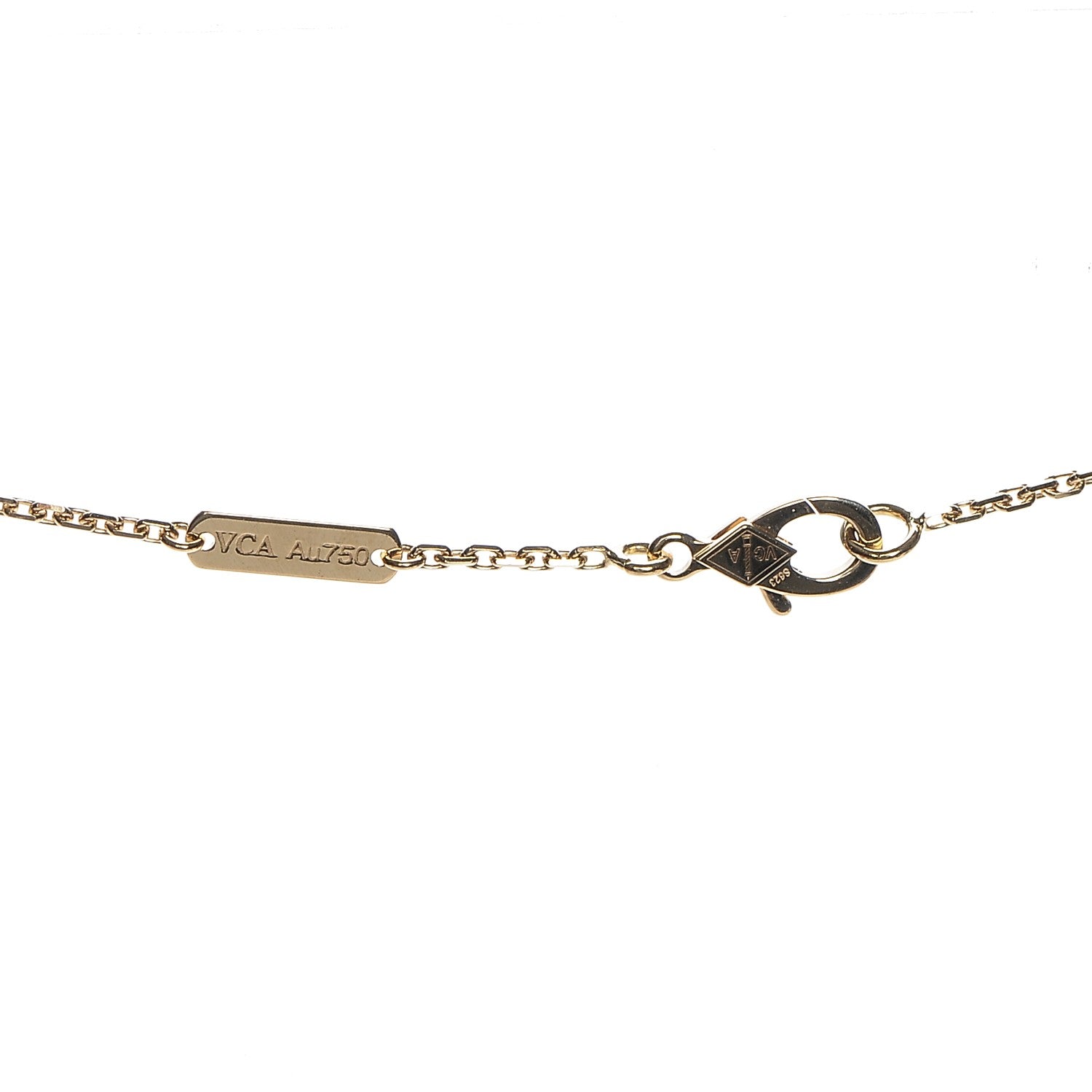 Van Cleef & Arpels 18K Yellow Gold Mother of Pearl Vintage Alhambra Pendant Necklace 5 of 5
