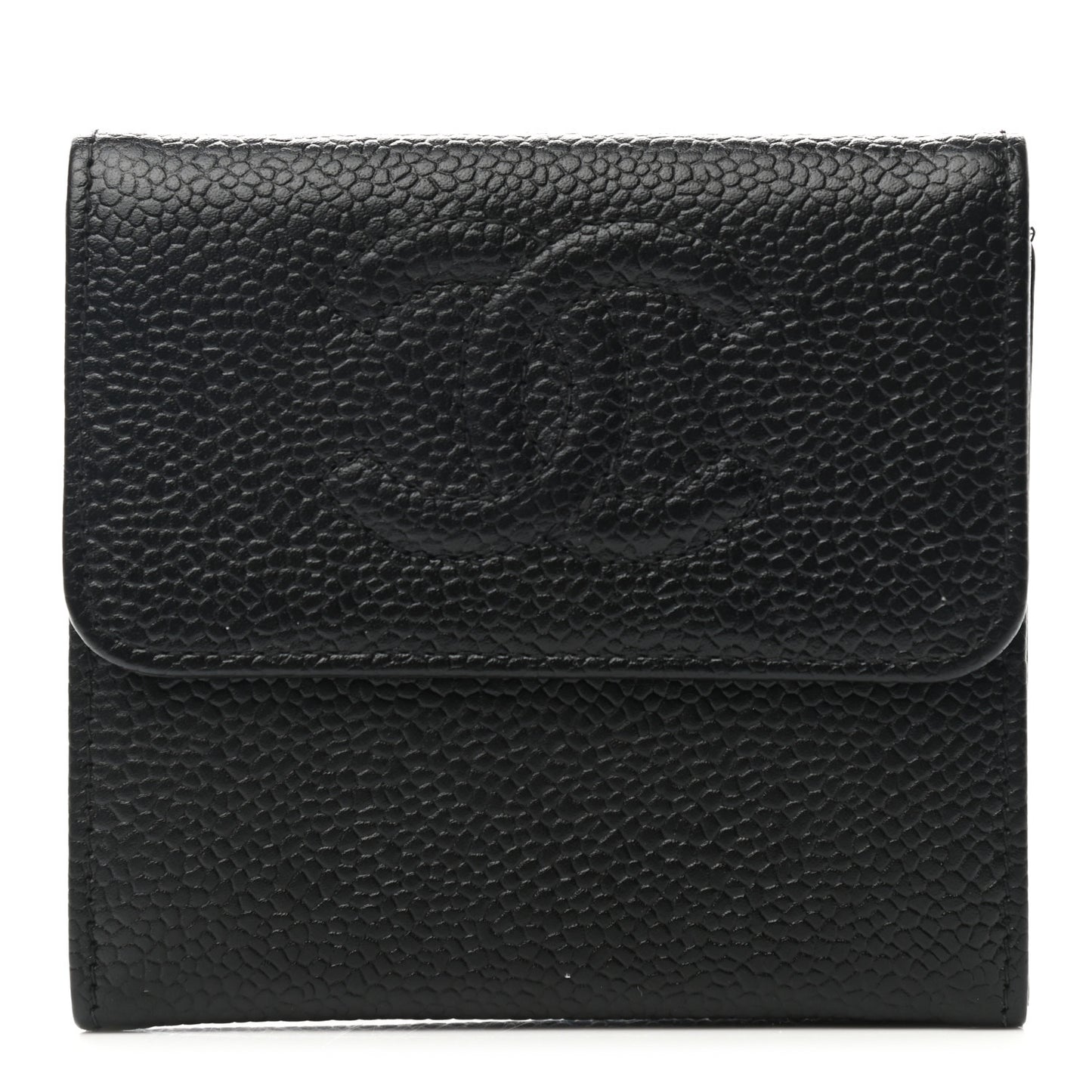 Caviar Timeless CC Compact Flap Wallet Black