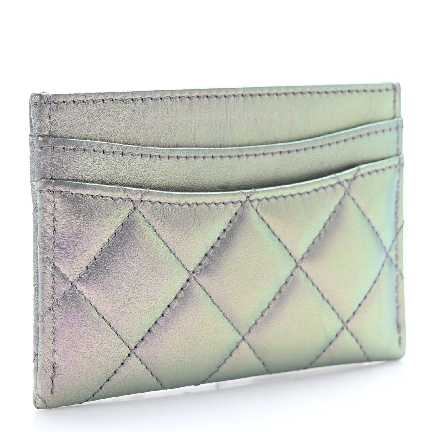 Chanel Iridescent Lambskin Quilted Card Holder Ivory 3 of 7