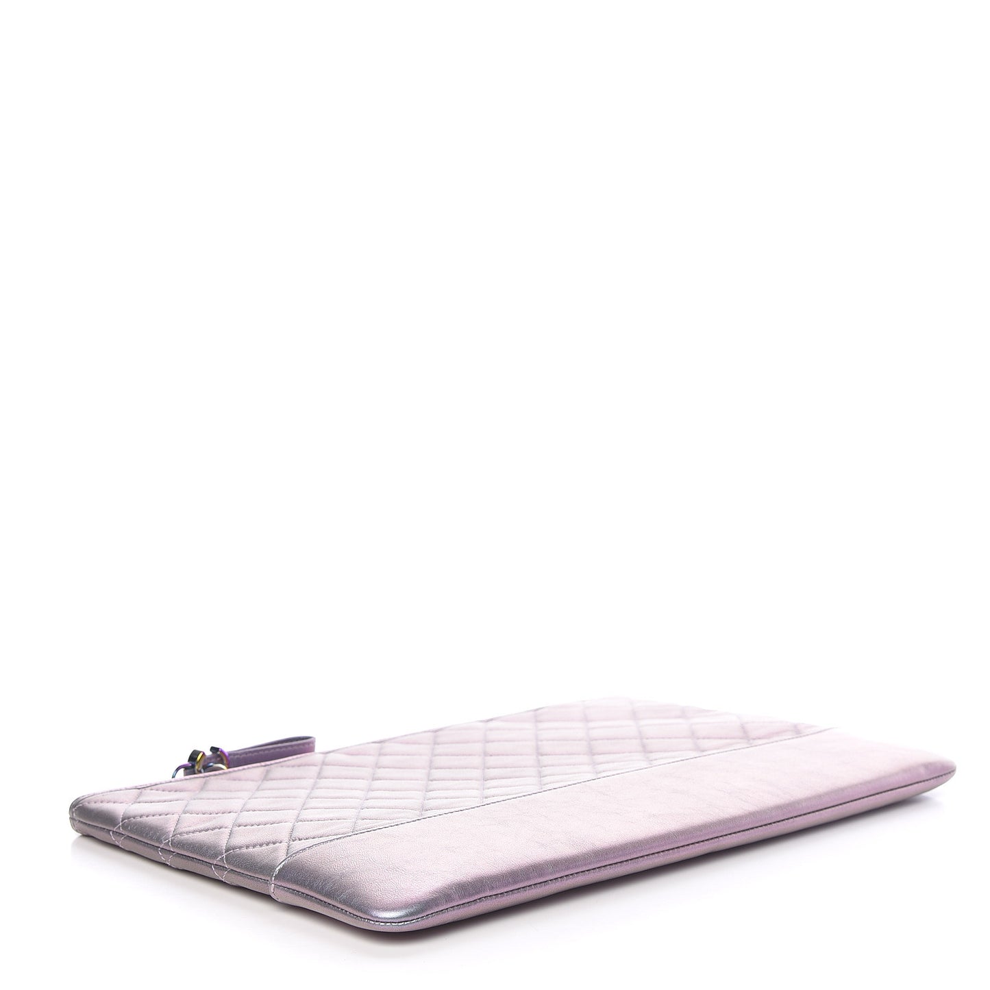 Iridescent Lambskin Quilted Large Gabrielle Cosmetic Case Light Purple