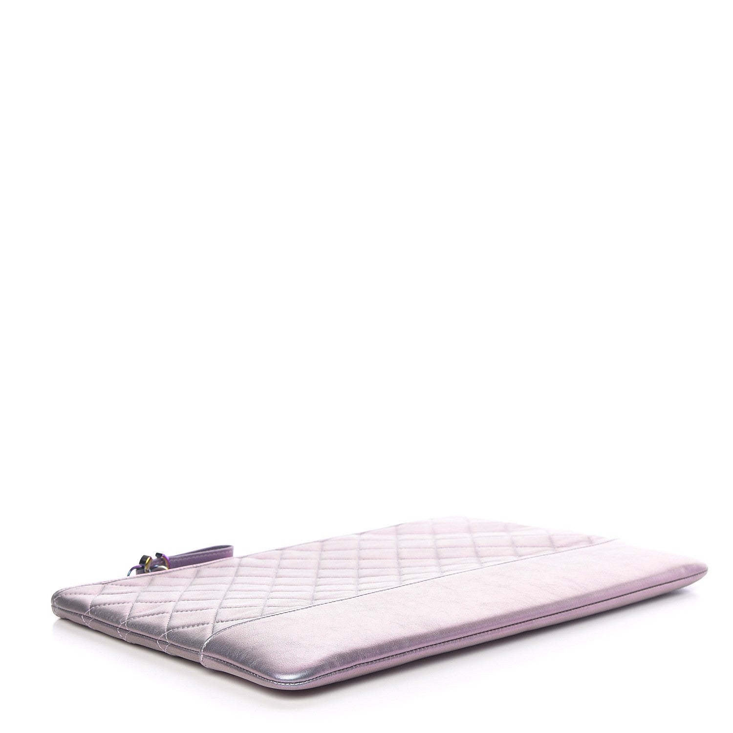Chanel Iridescent Lambskin Quilted Large Gabrielle Cosmetic Case Light Purple 4 of 10