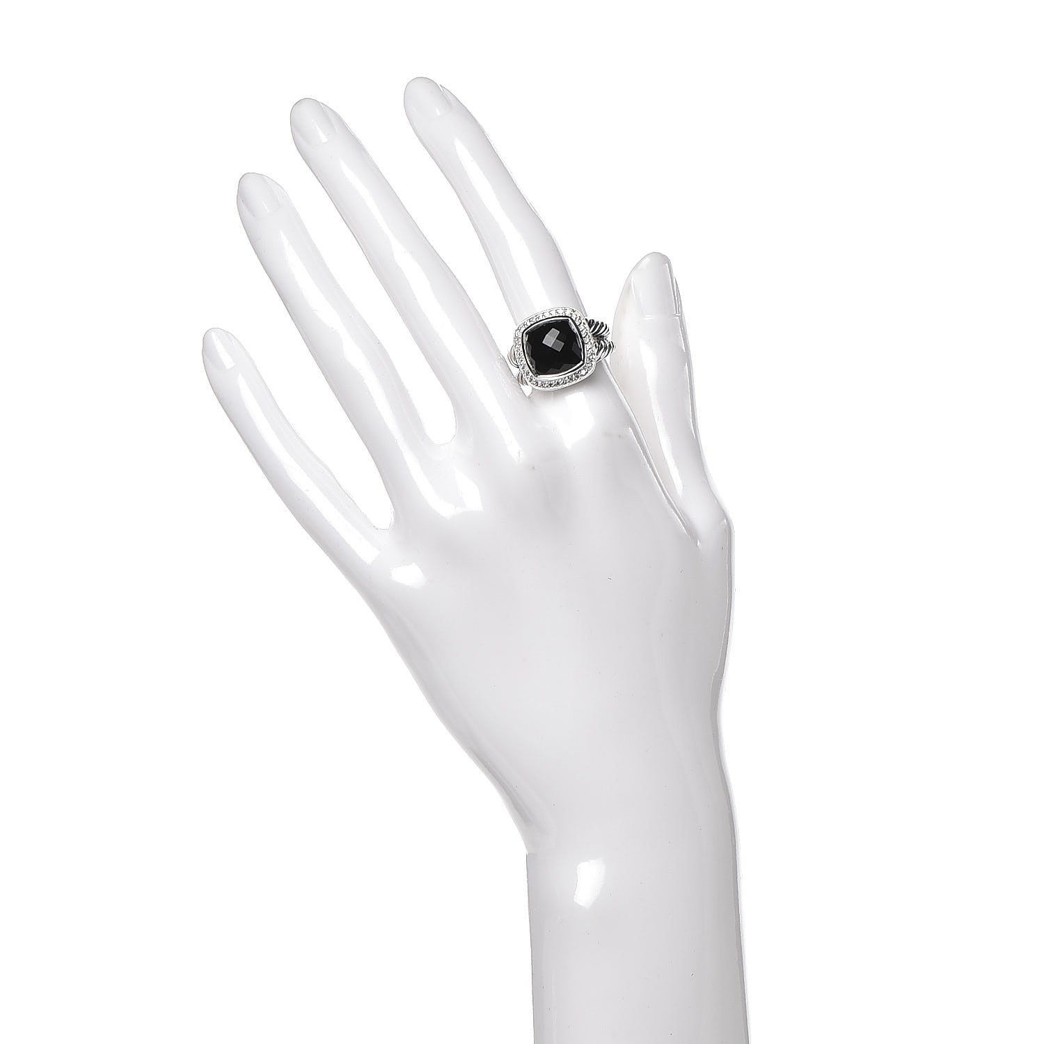 David Yurman Sterling Silver Diamond Black Onyx 11mm Albion Ring 54 7 2 of 5
