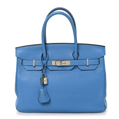 Hermes Taurillon Clemence Birkin 30 Bleu Paradis 1 of 13
