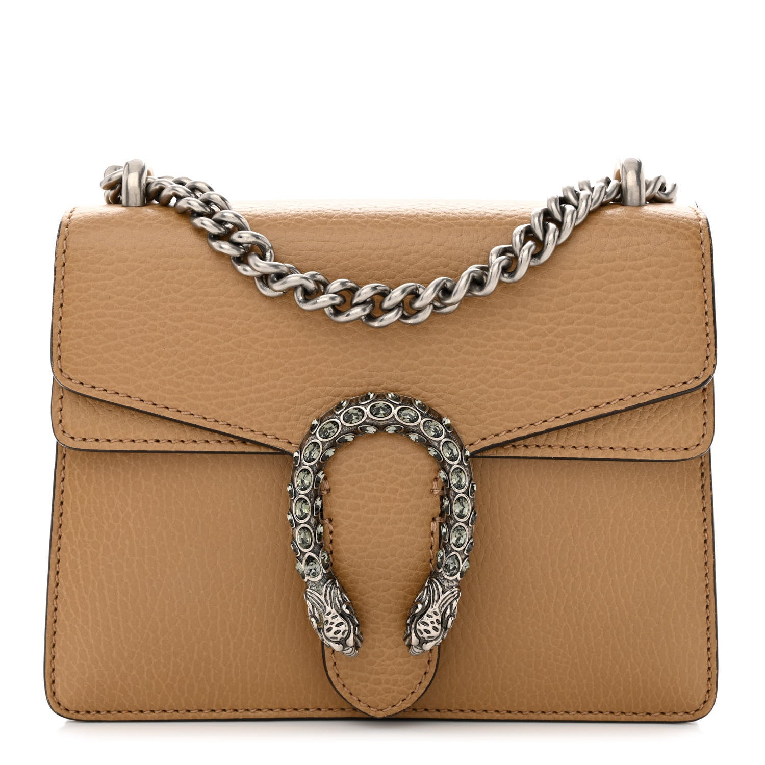 Gucci Dollar Calfskin Crystal Mini Dionysus Shoulder Bag Natural Tan Black Diamond 1 of 12