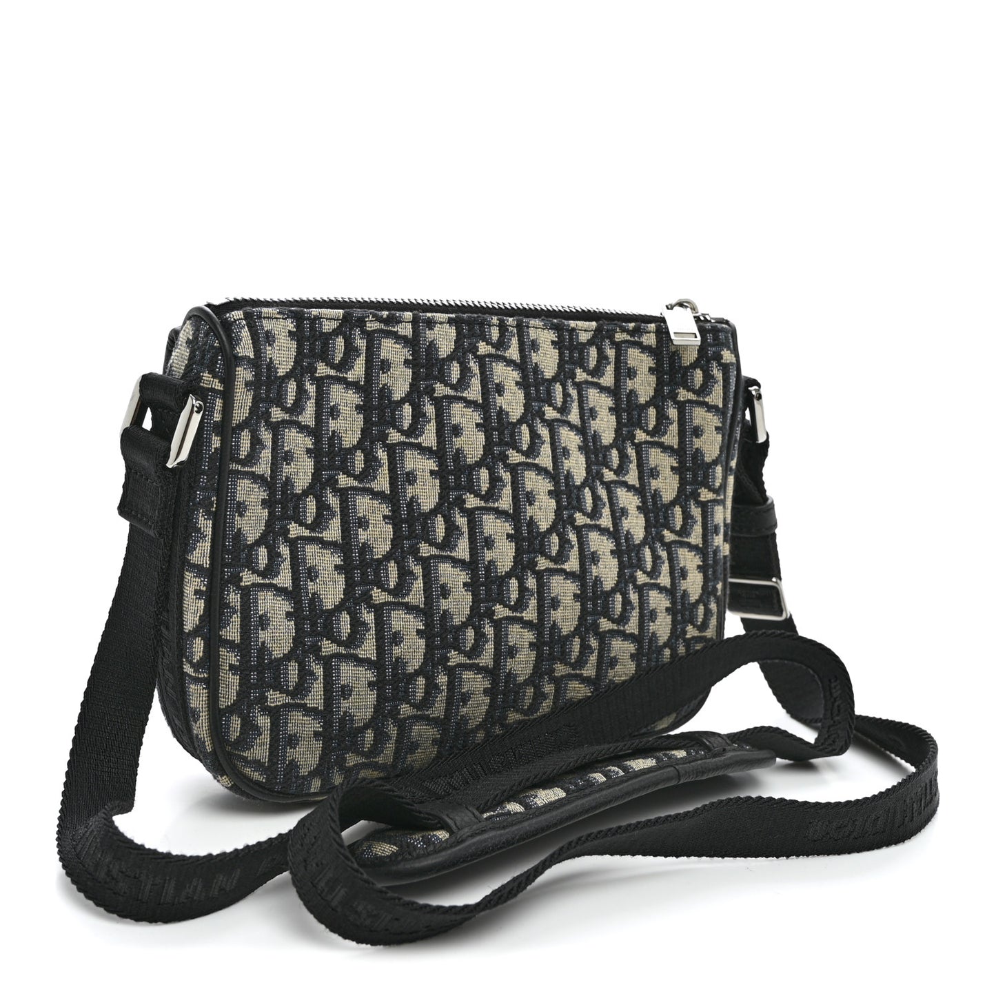 Oblique Jacquard Dior 8 Pouch With Strap Blue Black
