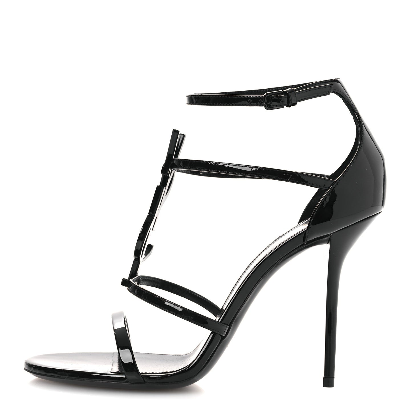 Vernice Chiffon 100 Ankle Strap Sandals 39.5 Black