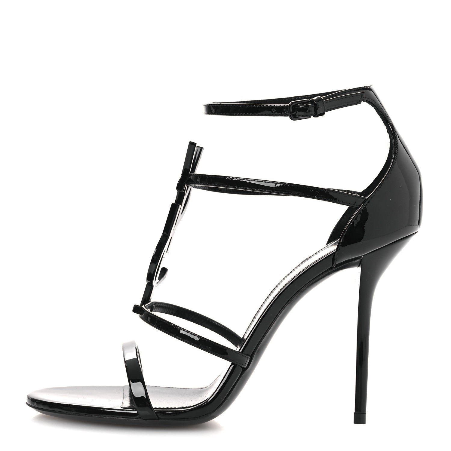 Saint Laurent Vernice Chiffon 100 Ankle Strap Sandals 39.5 Black 1 of 11