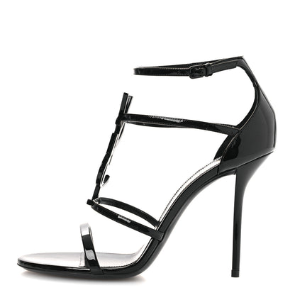 Saint Laurent Vernice Chiffon 100 Ankle Strap Sandals 39.5 Black 1 of 11