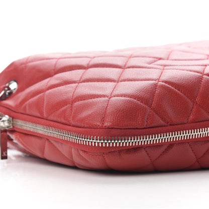 Chanel Caviar Quilted Expandable Zip Shoulder Bag Red 9 of 12
