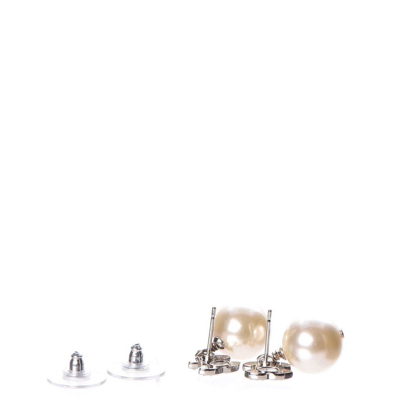Crystal Pearl CC Drop Earrings Silver