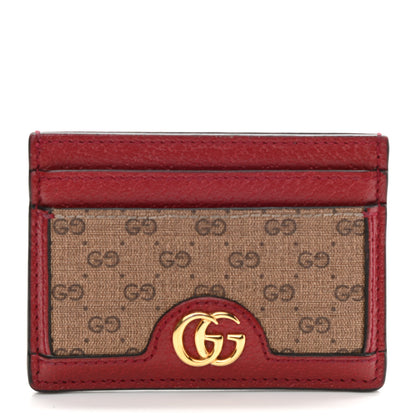 Gucci X DORAEMON Mini Vintage GG Supreme Monogram Card Holder Beige Cherry Red 1 of 7