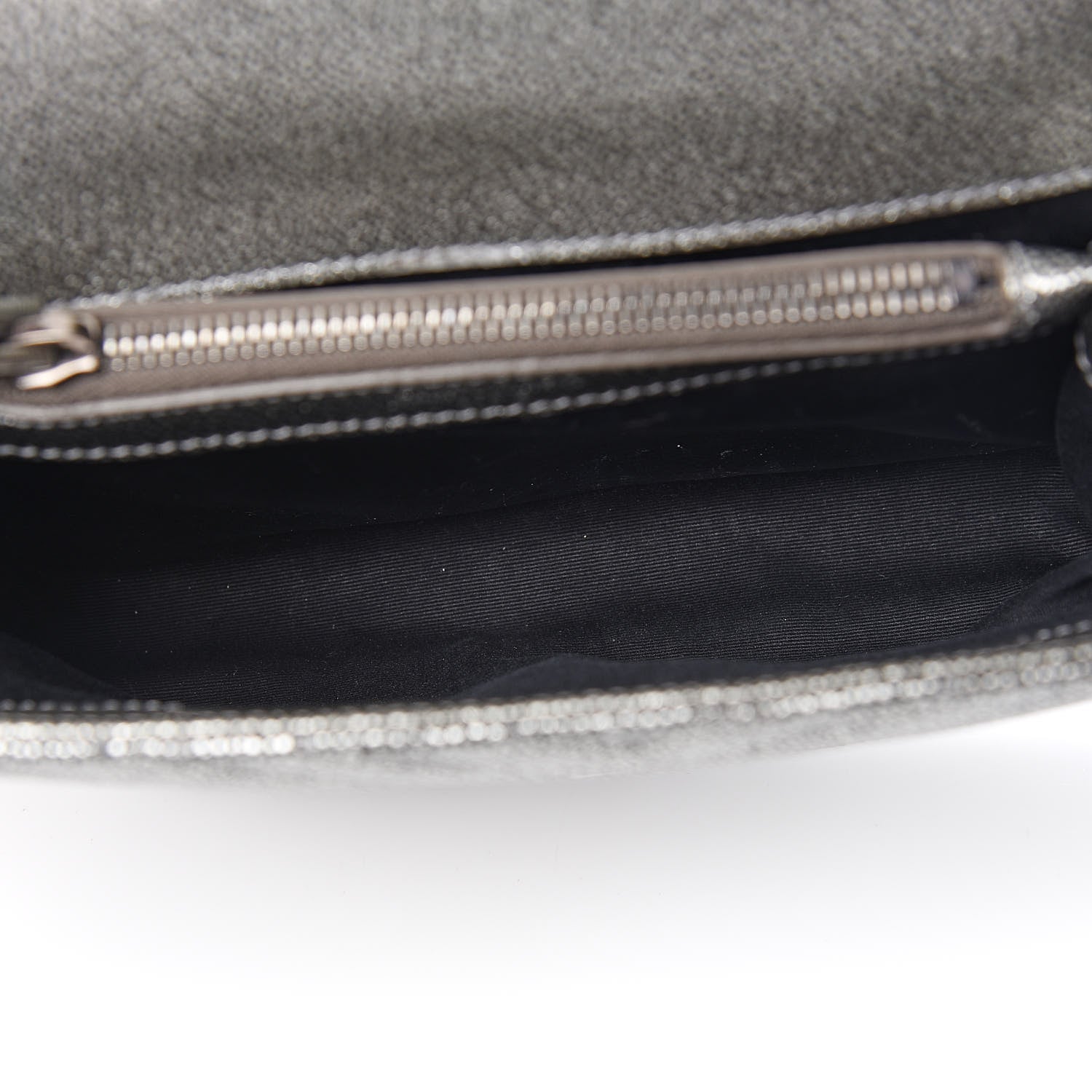 Saint Laurent Metallic Grain De Poudre Matelasse Chevron Monogram Medium College Bag Gunmetal 5 of 10