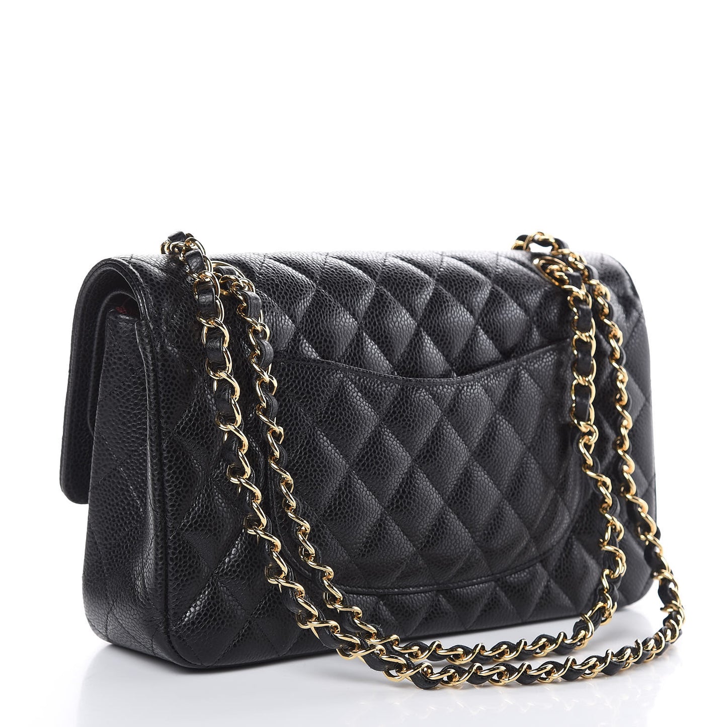 Caviar Quilted Medium Double Flap Black
