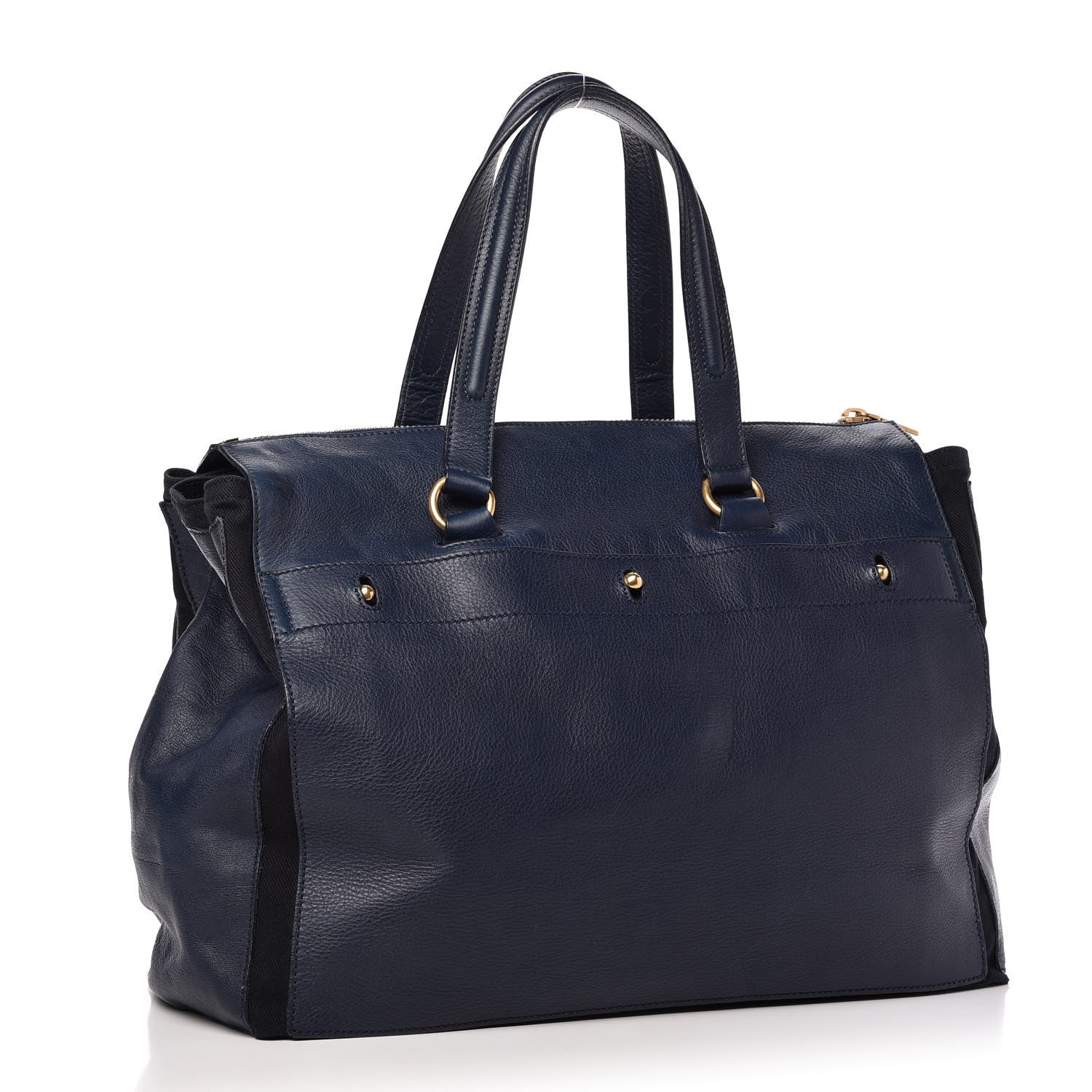 Saint Laurent Calfskin Canvas Large Muse Two Navy 3 of 13