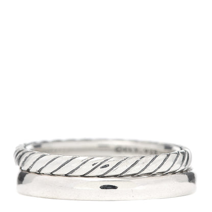 David Yurman Sterling Silver Stackable Cable Ring Set of 2 54 7 3 of 4