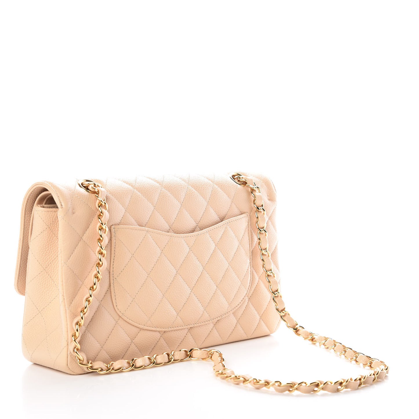 Caviar Quilted Medium Double Flap Beige Clair
