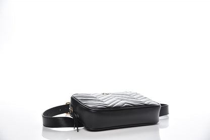 Gucci Calfskin Matelasse Mens GG Marmont Belt Bag 100 40 Black 4 of 7