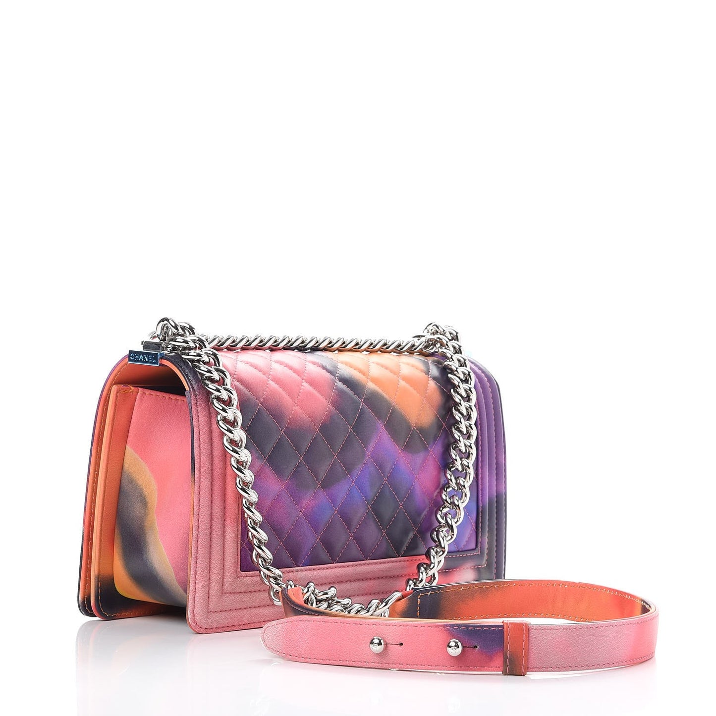 Printed Lambskin Quilted Medium Flower Power Boy Flap