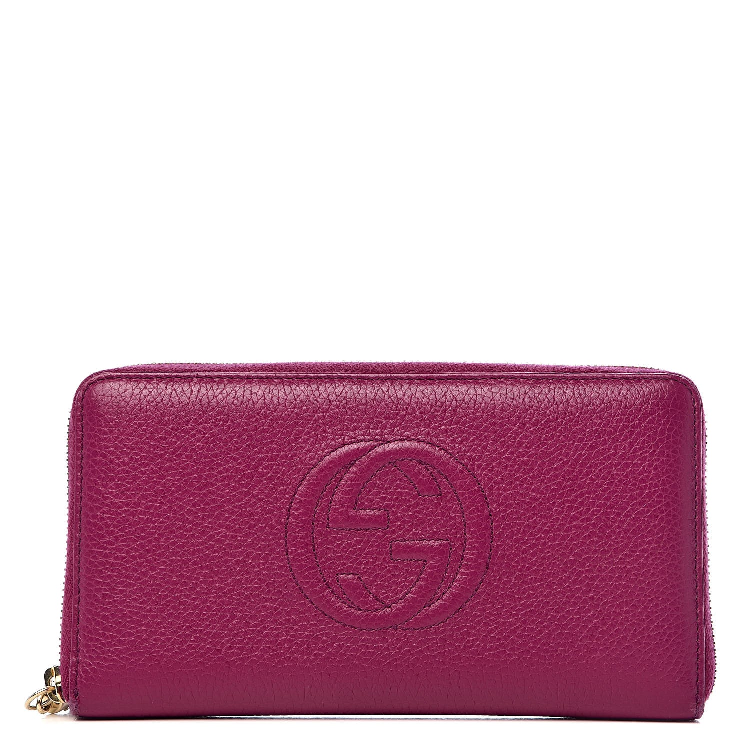 Gucci Pebbled Calfskin Soho Zip Around Wallet Bright Bougainvillea 1 of 8
