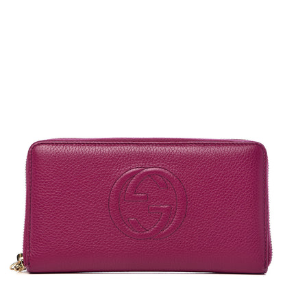 Gucci Pebbled Calfskin Soho Zip Around Wallet Bright Bougainvillea 1 of 8