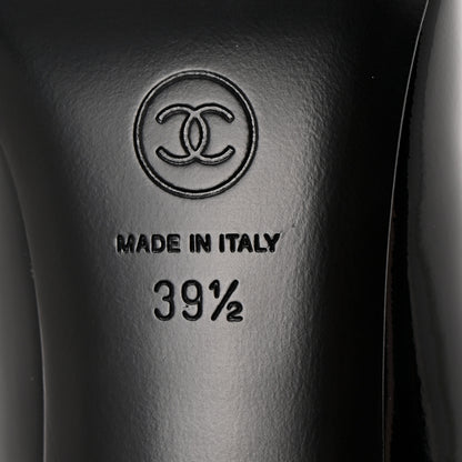 Chanel Patent Calfskin Grosgrain CC Mary Jane Pumps 39.5 Black 7 of 10