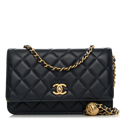 Chanel Lambskin Quilted Pearl Crush Wallet on Chain WOC Navy 1 of 12