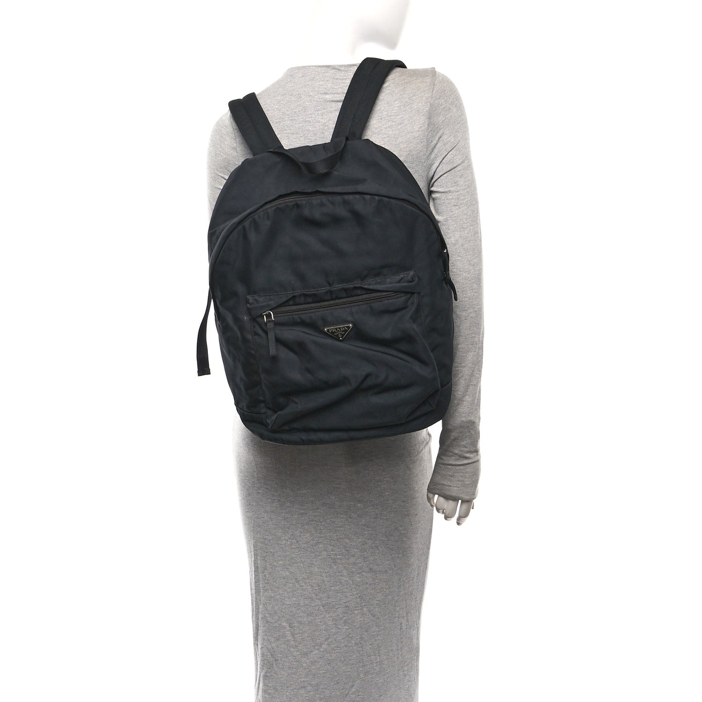 Tessuto Nylon Zip Backpack Black