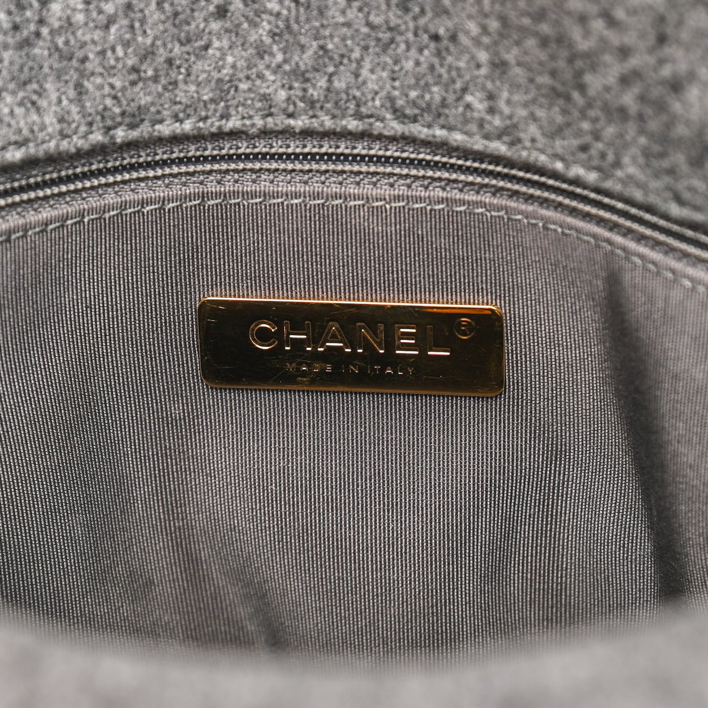Wool Quilted Medium Chanel 19 Flap Grey