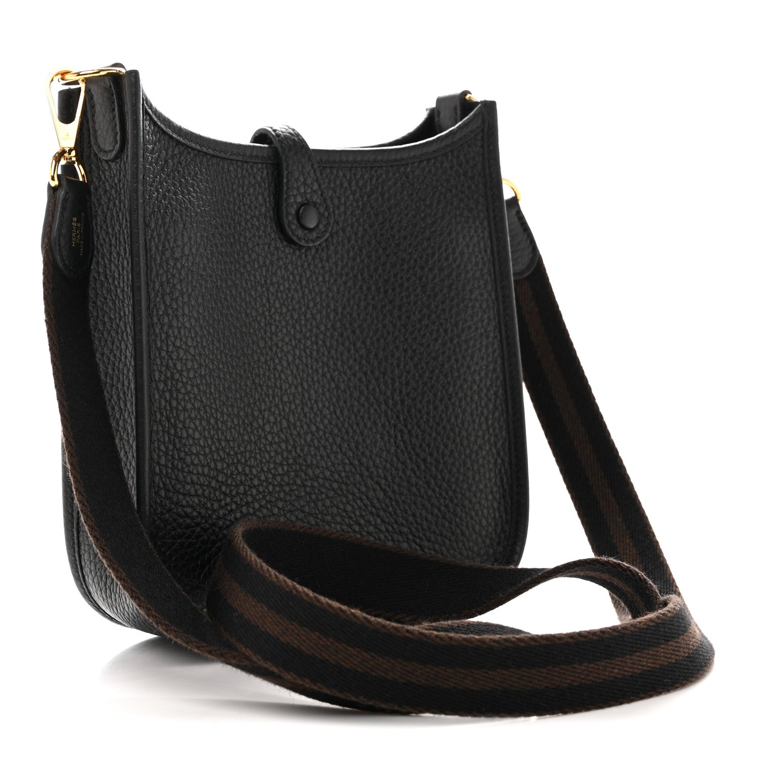 HERMES ブラック ショルダーバッグ Hermes Taurillon Clemence Amazone Evelyne TPM Black Chocolate