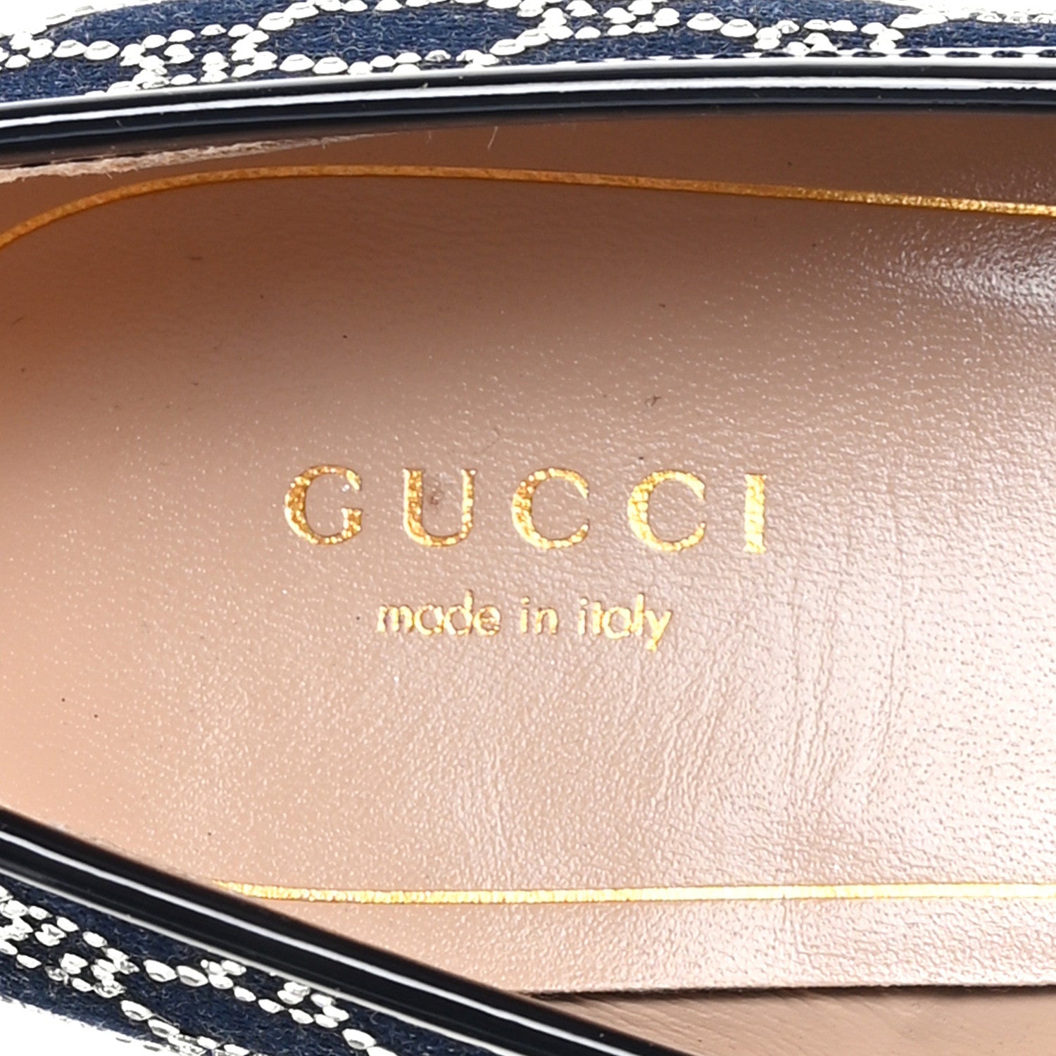 Gucci Denim Crystal GG Monogram Horsebit Womens Jordaan Loafers 38 Deep Blue Blue Milad 8 of 9