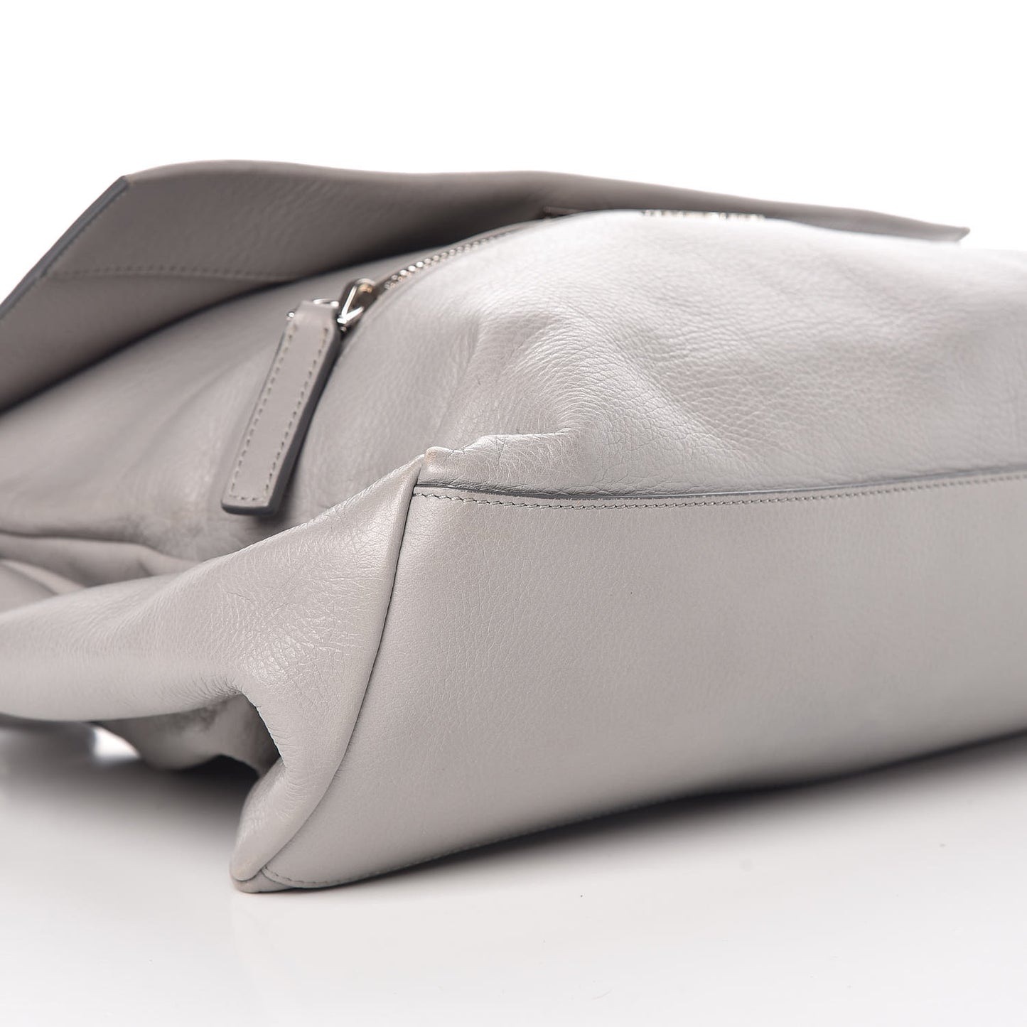 Grained Calfskin Medium Pandora Pure Flap Bag Pearl Grey