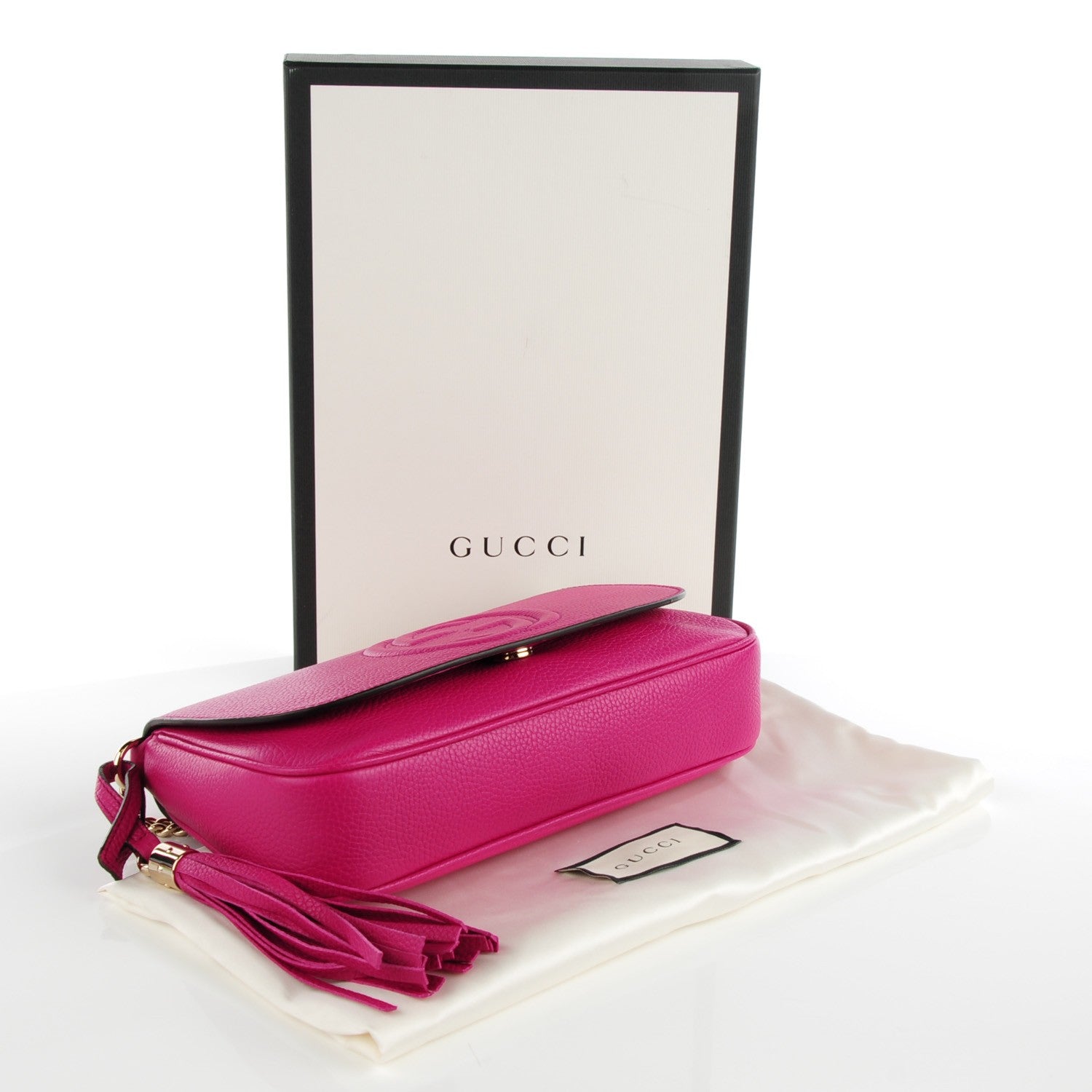 Gucci Cellarius Calfskin Medium Soho Flap Crossbody Bright Bouganville 4 of 7