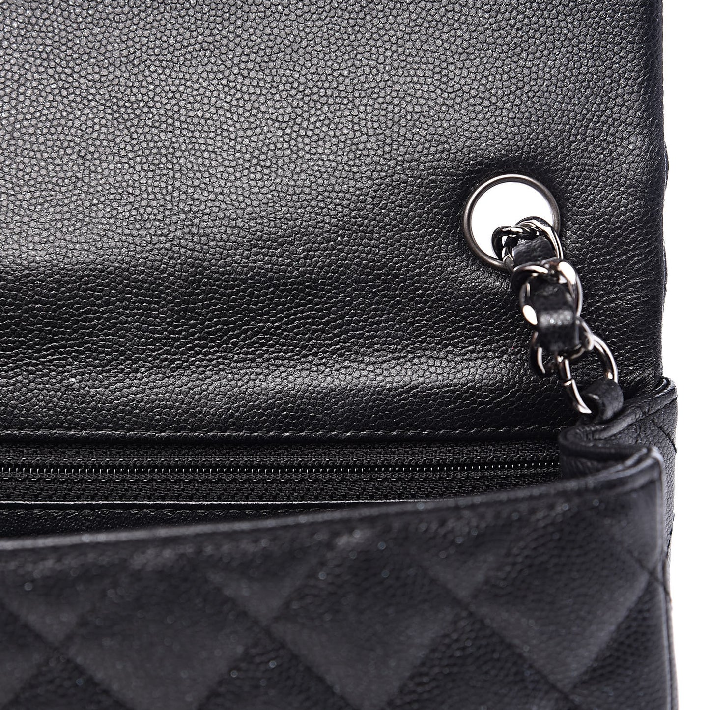 Iridescent Caviar Quilted Mini Rectangular Flap Black