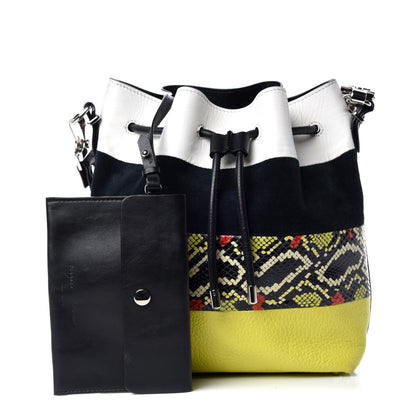 Proenza Schouler Smooth Leather Elaphe Snakeskin Patchwork Medium Bucket Bag Charteuse 1 of 15