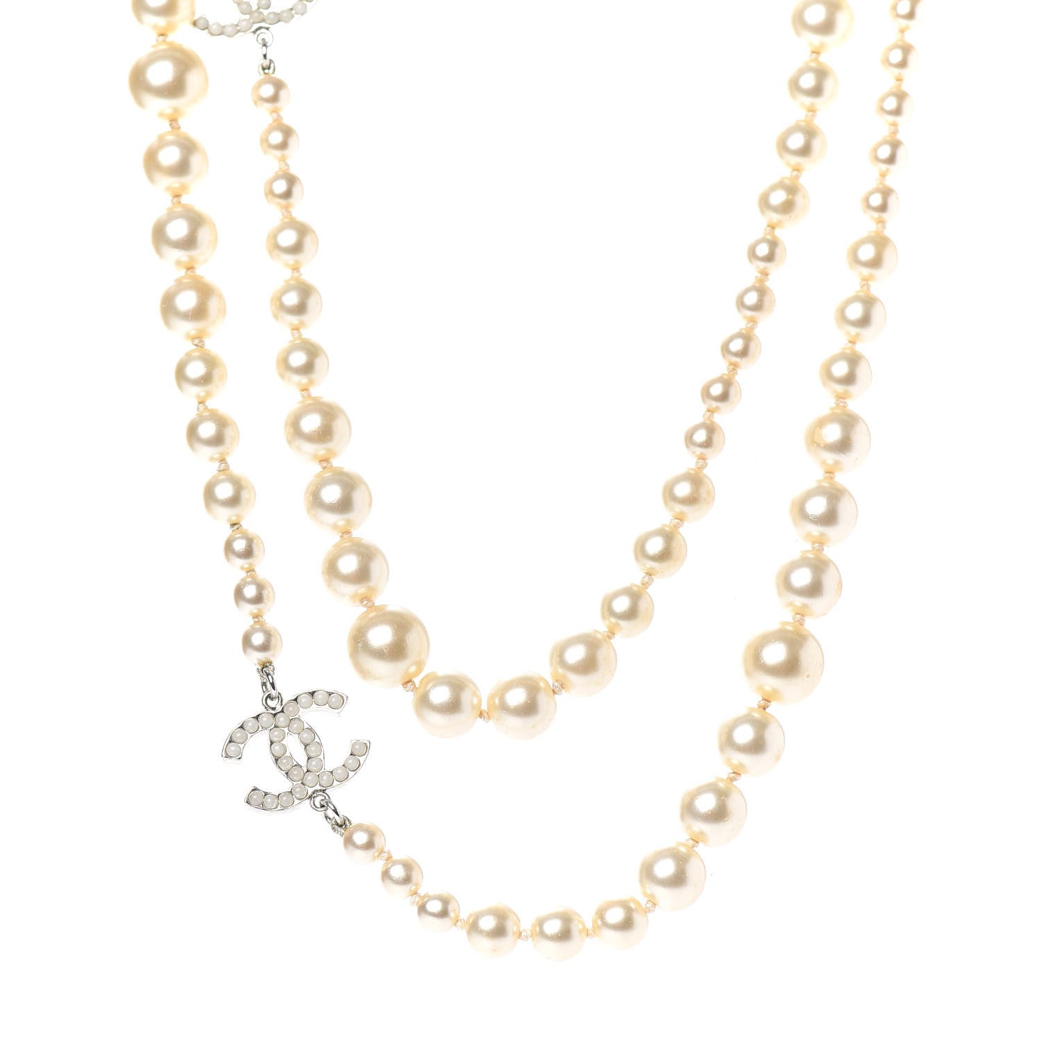 Chanel Graduated Pearl CC Long Necklace Gold 1 of 5