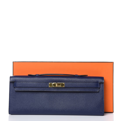 Hermes Epsom Kelly Cut Clutch Pochette Bleu Saphir 10 of 10