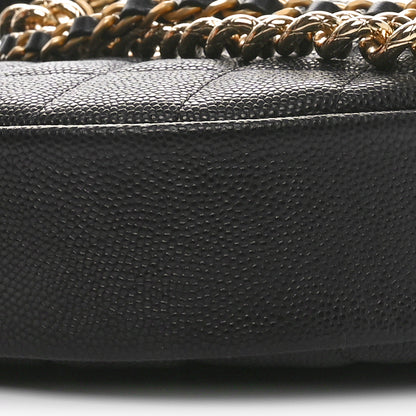 Chanel Shiny Caviar Quilted Bow Pouch Hobo Black 10 of 11