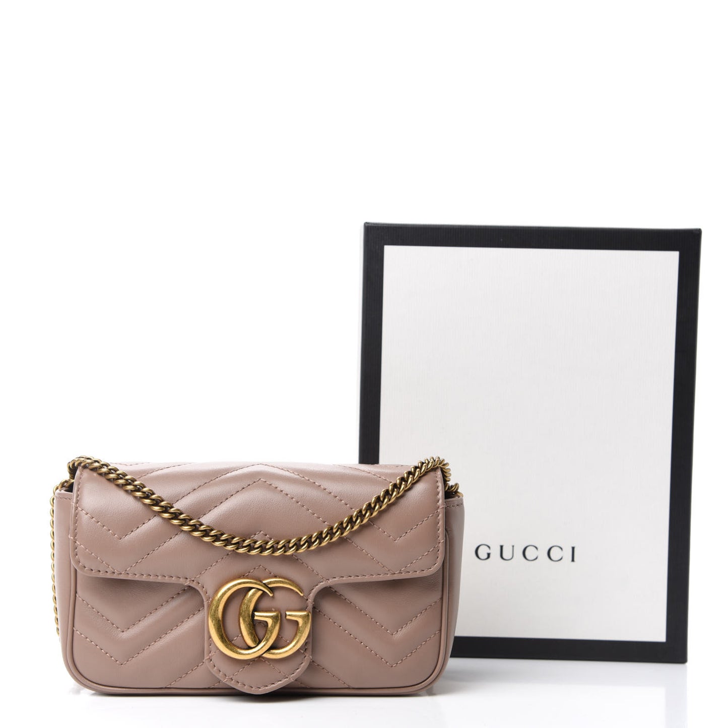 Calfskin Matelasse Super Mini GG Marmont Shoulder Bag Porcelain Rose